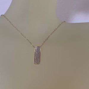NWOT Gold Tone Pave CZ Pendant + Chain